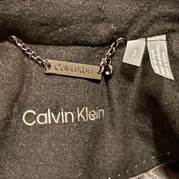 Calvin Klein Women's Single-Breasted Button Coat Wool Cashmere Blend Black 2 NWT - Picture 6 of 9